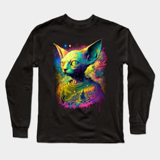 Psychedelic Sphynx Cat #2 Long Sleeve T-Shirt